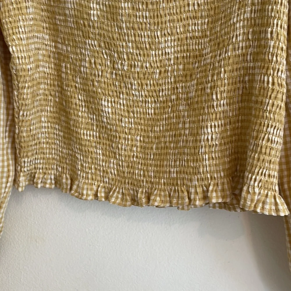 Urban Outfitters Yellow Gingham Crop Top | Size Large - Picture 6 of 8